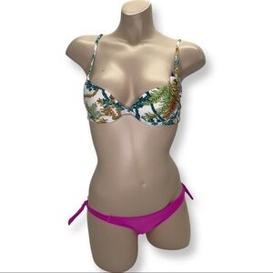 Recco Size Medium Brazilian Tropical Underwire Top & Side Ties Bikini Bottom.New